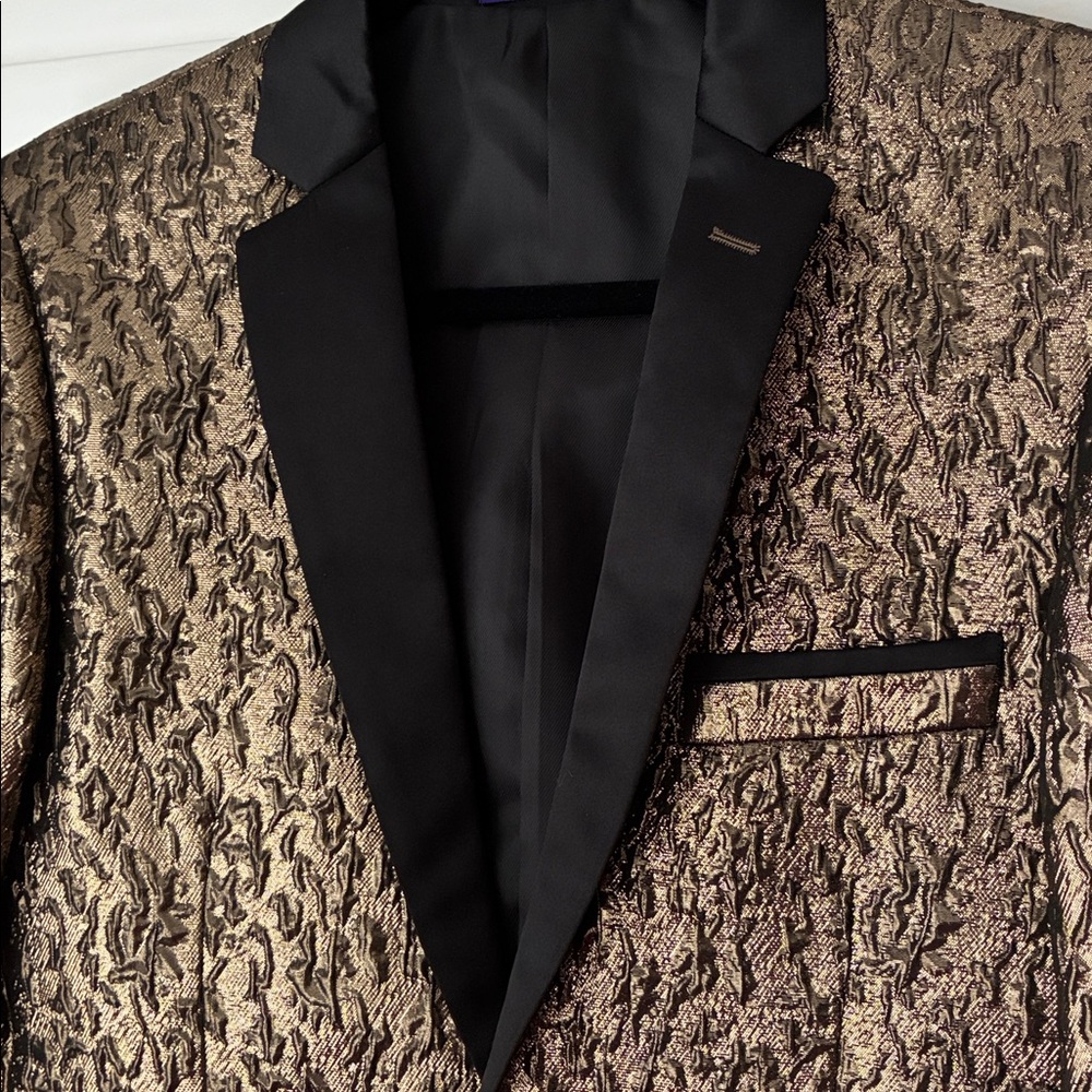 Men’s Blazer Retro Paris Gold Black Jacket SZ 38 NWOT - Picture 3 of 7